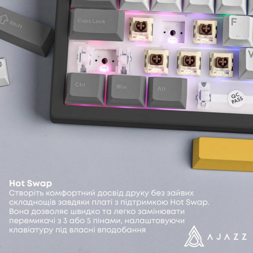 Клавиатура Ajazz AK980 V2 RGB Maillard Switch Wireless (AK980-V2-M-BGY) Black купить в Украине: Киев, Днепр, Харьков, Одесса  | Низкая цена, отзывы, характеристики от TELEMART фото