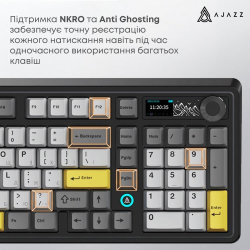 Клавиатура Ajazz AK980 V2 RGB Maillard Switch Wireless (AK980-V2-M-BGY) Black купить в Украине: Киев, Днепр, Харьков, Одесса  | Низкая цена, отзывы, характеристики от TELEMART фото