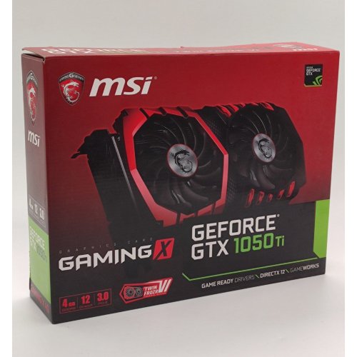 Відеокарта MSI GeForce GTX 1050 Ti Gaming X 4096MB (GTX 1050 TI GAMING X 4G) (Відновлено продавцем, 849269) купити в Україні: Київ, Львів, Хмельницький, Тернопіль, Івано-Франківськ | Перевірка сумісності, низька ціна, відгуки, характеристики від TELEMART фото