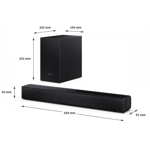 Саундбар Sharp HT-SBW121 Black купити в Україні: Київ, Львів, Хмельницький, Тернопіль, Івано-Франківськ | Низька ціна, відгуки, характеристики від TELEMART фото