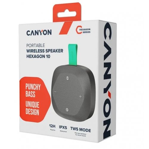 Портативна акустика Canyon Hexagon 10 (CNE-CBTSP10BG) Black/Green купити в Україні: Київ, Львів, Хмельницький, Тернопіль, Івано-Франківськ | Низька ціна, відгуки, характеристики від TELEMART фото