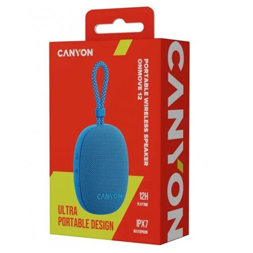 Портативна акустика Canyon OnMove 12 (CNE-CBTSP12BL) Blue купити в Україні: Київ, Львів, Хмельницький, Тернопіль, Івано-Франківськ | Низька ціна, відгуки, характеристики від TELEMART фото