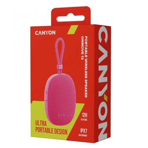 Портативна акустика Canyon OnMove 12 (CNE-CBTSP12PK) Pink купити в Україні: Київ, Львів, Хмельницький, Тернопіль, Івано-Франківськ | Низька ціна, відгуки, характеристики від TELEMART фото