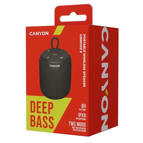 Портативная акустика Canyon OnMove 9 (CNE-CBTSP9) Black купить в Украине: Киев, Днепр, Харьков, Одесса  | Низкая цена, отзывы, характеристики от TELEMART фото