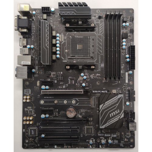 Материнська плата MSI B350 PC MATE (sAM4, AMD B350) (Відновлено продавцем, 849358) купити в Україні: Київ, Львів, Хмельницький, Тернопіль, Івано-Франківськ | Перевірка сумісності, низька ціна, відгуки, характеристики від TELEMART фото