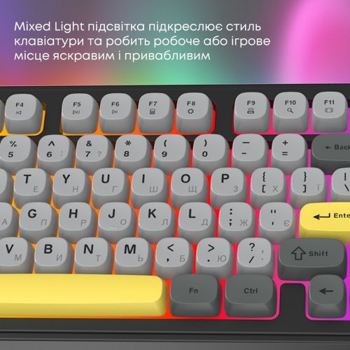 Клавіатура Ajazz AF98 (AF98-BGY) Black/Gray/Yellow купити в Україні: Київ, Львів, Хмельницький, Тернопіль, Івано-Франківськ | Низька ціна, відгуки, характеристики від TELEMART фото
