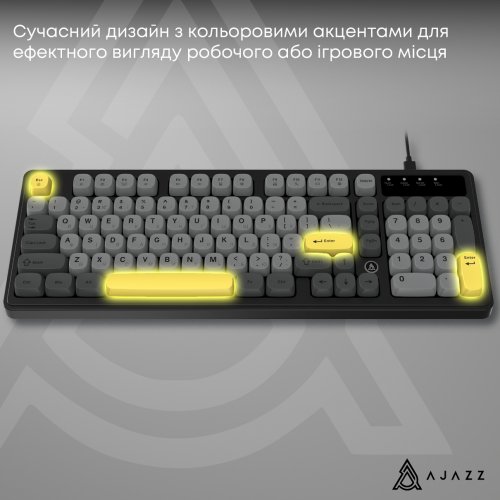 Клавіатура Ajazz AF98 (AF98-BGY) Black/Gray/Yellow купити в Україні: Київ, Львів, Хмельницький, Тернопіль, Івано-Франківськ | Низька ціна, відгуки, характеристики від TELEMART фото