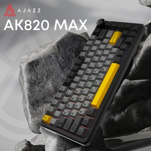 Клавиатура Ajazz AK820 MAX RGB Magnetic Switches (AK820MAX-WM-BGY) Black/Gray/Yellow купить в Украине: Киев, Днепр, Харьков, Одесса  | Низкая цена, отзывы, характеристики от TELEMART фото