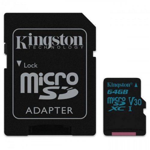 Купити Карта пам'яті Kingston microSDXC 64GB Class 10 UHS-I (с адаптером) (SDCG2/64GB) - ціна в Києві, Львові, Вінниці, Хмельницькому, Франківську, Україні | інтернет-магазин TELEMART.UA фото