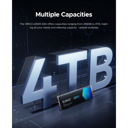 SSD-диск ORICO e3500 3D NAND QLC 2TB M.2 (2280 PCI-E) NVMe x4 (ORICO-e3500-2TB-BL-BP) купить в Украине: Киев, Днепр, Харьков, Одесса  | Проверка совместимости, низкая цена, отзывы, характеристики от TELEMART фото