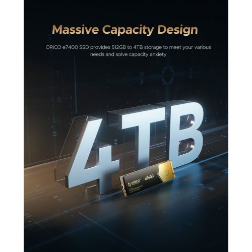 SSD-диск ORICO e7400 3D NAND QLC 512GB M.2 (2280 PCI-E) NVMe x4 (ORICO-e7400-512GB-GD-BP) купить в Украине: Киев, Днепр, Харьков, Одесса  | Проверка совместимости, низкая цена, отзывы, характеристики от TELEMART фото