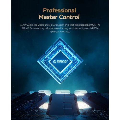 SSD-диск ORICO e7400 3D NAND QLC 1TB M.2 (2280 PCI-E) NVMe x4 (ORICO-e7400-1TB-GD-BP) купити в Україні: Київ, Львів, Хмельницький, Тернопіль, Івано-Франківськ | Перевірка сумісності, низька ціна, відгуки, характеристики від TELEMART фото