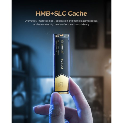 SSD-диск ORICO e7400 3D NAND QLC 2TB M.2 (2280 PCI-E) NVMe x4 (ORICO-e7400-2TB-GD-BP) купити в Україні: Київ, Львів, Хмельницький, Тернопіль, Івано-Франківськ | Перевірка сумісності, низька ціна, відгуки, характеристики від TELEMART фото