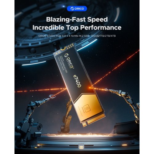 SSD-диск ORICO e7400 3D NAND QLC 4TB M.2 (2280 PCI-E) NVMe x4 (ORICO-e7400-4TB-GD-BP) купити в Україні: Київ, Львів, Хмельницький, Тернопіль, Івано-Франківськ | Перевірка сумісності, низька ціна, відгуки, характеристики від TELEMART фото