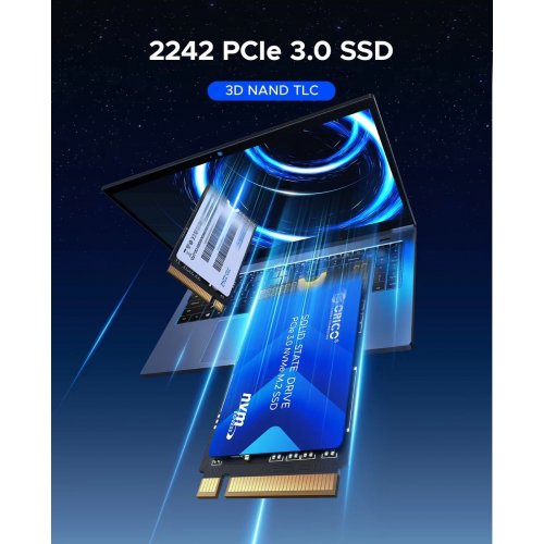 SSD-диск ORICO J10 3D NAND 512GB M.2 (2242 PCI-E) NVMe x4 (ORICO-J10-2242-512GB-BL-BP) купить в Украине: Киев, Днепр, Харьков, Одесса  | Проверка совместимости, низкая цена, отзывы, характеристики от TELEMART фото