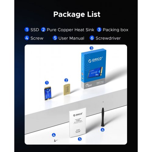 SSD-диск ORICO J10 3D NAND 1TB M.2 (2242 PCI-E) NVMe x4 (ORICO-J10-2242-1TB-BL-BP) купить в Украине: Киев, Днепр, Харьков, Одесса  | Проверка совместимости, низкая цена, отзывы, характеристики от TELEMART фото