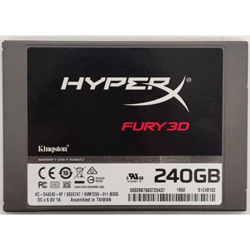 Ssd-диск Kingston HyperX Fury 3D 240GB 2.5" SATAIII TLC (KC-S44240-6F) (Восстановлено продавцом, 849556) купить в Украине: Киев, Днепр, Харьков, Одесса  | Проверка совместимости, низкая цена, отзывы, характеристики от TELEMART фото