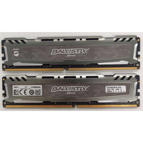 Озу Crucial DDR4 32GB (2x16GB) 2666Mhz Ballistix Sport LT Gray (BLS2K16G4D26BFSB) (Восстановлено продавцом, 849566) купить в Украине: Киев, Днепр, Харьков, Одесса  | Проверка совместимости, низкая цена, отзывы, характеристики от TELEMART фото