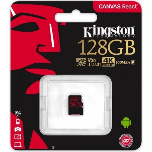 Купити Карта пам'яті Kingston microSDXC 128GB Class 10 UHS-I (без адаптера) (SDCR/128GBSP) - ціна в Києві, Львові, Вінниці, Хмельницькому, Франківську, Україні | інтернет-магазин TELEMART.UA фото