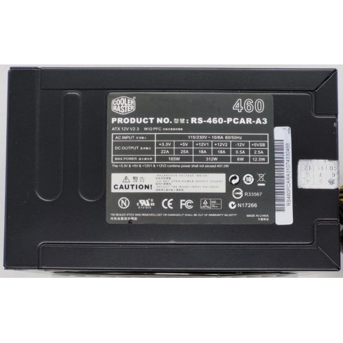 Блок питания Cooler Master 460W (RS-460-PCAP-A3) (Восстановлено продавцом, 849589) купить в Украине: Киев, Днепр, Харьков, Одесса  | Проверка совместимости, низкая цена, отзывы, характеристики от TELEMART фото