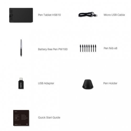 Графический планшет Huion HS610 Black купить в Украине: Киев, Днепр, Харьков, Одесса  | Низкая цена, отзывы, характеристики от TELEMART фото