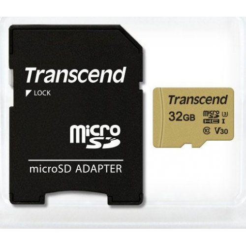 Карта пам'яті Transcend microSDHC 32GB Class 10 UHS-I (с адаптером) (TS32GUSD500S) купити в Україні | Telemart фото