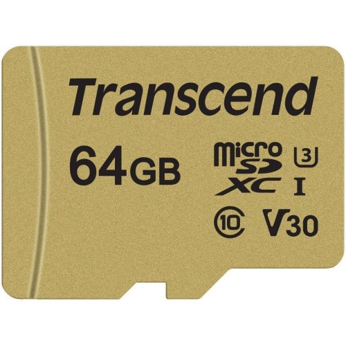 Фото Карта памяти Transcend microSDXC 64GB Class 10 UHS-I (с адаптером) (TS64GUSD500S)