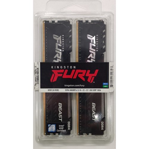 Озу Kingston DDR4 32GB (2x16GB) 3600Mhz FURY Beast Black (KF436C18BBK2/32) (Восстановлено продавцом, 850583) купить в Украине: Киев, Днепр, Харьков, Одесса  | Проверка совместимости, низкая цена, отзывы, характеристики от TELEMART фото