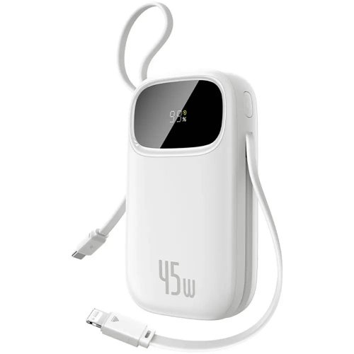 Powerbank Baseus EnerFill FC31 20000mAh 45W with Built-In USB Type-C/Lightning Cable (E0028D01) White купити в Україні: Київ, Львів, Хмельницький, Тернопіль, Івано-Франківськ | Низька ціна, відгуки, характеристики від TELEMART фото