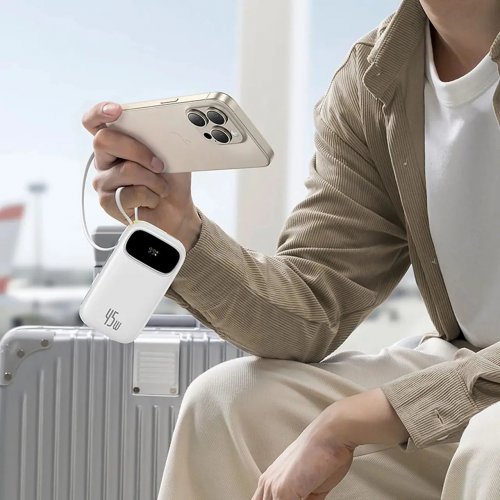 Powerbank Baseus EnerFill FC31 20000mAh 45W with Built-In USB Type-C/Lightning Cable (E0028D01) White купити в Україні: Київ, Львів, Хмельницький, Тернопіль, Івано-Франківськ | Низька ціна, відгуки, характеристики від TELEMART фото