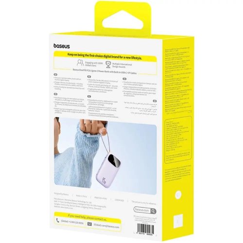 Powerbank Baseus EnerFill FC31 20000mAh 45W with Built-In USB Type-C/Lightning Cable (E0028D02) Purple купити в Україні: Київ, Львів, Хмельницький, Тернопіль, Івано-Франківськ | Низька ціна, відгуки, характеристики від TELEMART фото