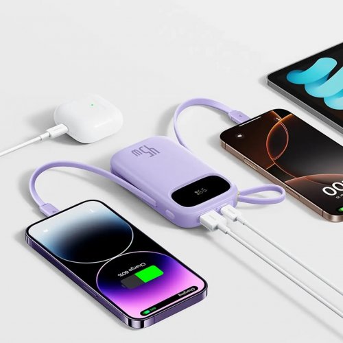 Powerbank Baseus EnerFill FC31 20000mAh 45W with Built-In USB Type-C/Lightning Cable (E0028D02) Purple купити в Україні: Київ, Львів, Хмельницький, Тернопіль, Івано-Франківськ | Низька ціна, відгуки, характеристики від TELEMART фото