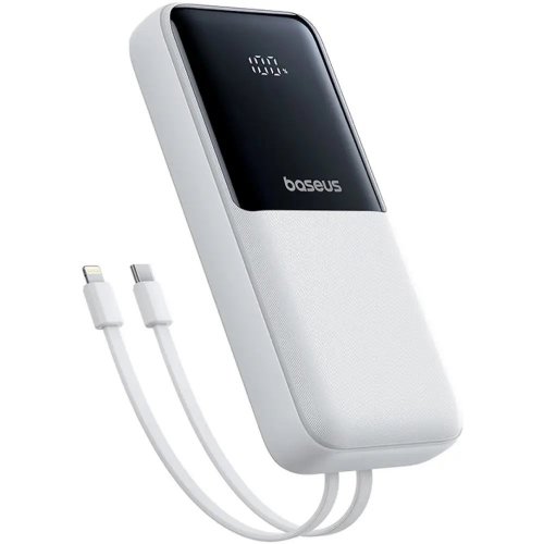 Powerbank Baseus Lipow 20000mAh 22.5W with Built-In USB Type-C/Lightning Cable (P10079102213-00) White купити в Україні: Київ, Львів, Хмельницький, Тернопіль, Івано-Франківськ | Низька ціна, відгуки, характеристики від TELEMART фото