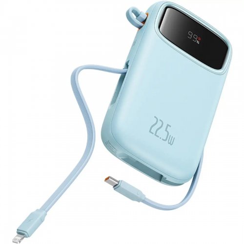 Powerbank Baseus Qpow2 20000mAh 22.5W with Built-In USB Type-C/Lightning Cable (P10055002313-00) Blue купити в Україні: Київ, Львів, Хмельницький, Тернопіль, Івано-Франківськ | Низька ціна, відгуки, характеристики від TELEMART фото