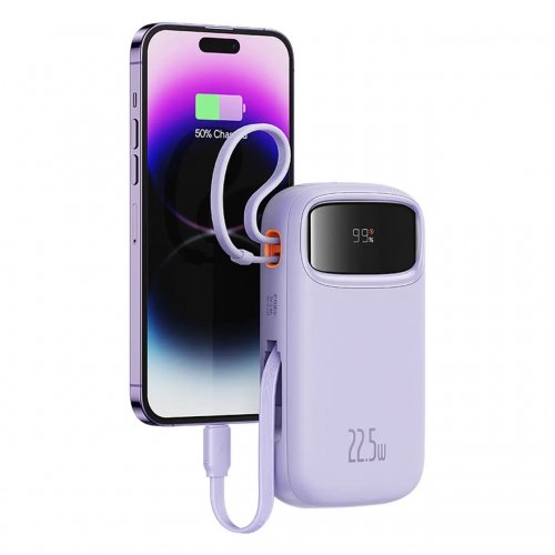 Powerbank Baseus Qpow2 20000mAh 22.5W with Built-In USB Type-C/Lightning Cable (P10055002513-00) Purple купити в Україні: Київ, Львів, Хмельницький, Тернопіль, Івано-Франківськ | Низька ціна, відгуки, характеристики від TELEMART фото