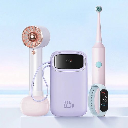 Powerbank Baseus Qpow2 20000mAh 22.5W with Built-In USB Type-C/Lightning Cable (P10055002513-00) Purple купити в Україні: Київ, Львів, Хмельницький, Тернопіль, Івано-Франківськ | Низька ціна, відгуки, характеристики від TELEMART фото