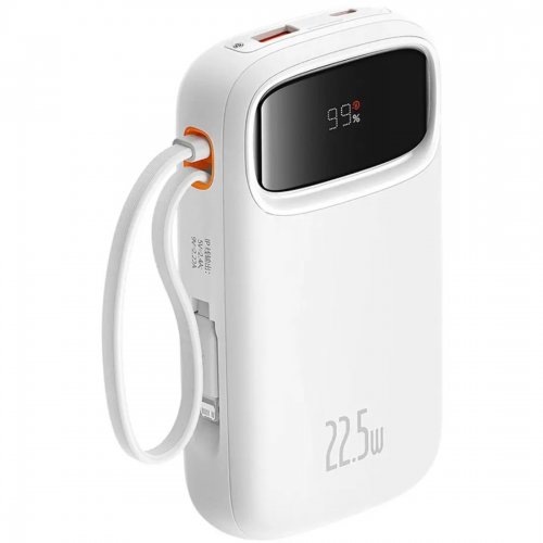 Powerbank Baseus Qpow2 20000mAh 22.5W with Built-In USB Type-C/Lightning Cable (P10055002223-00) White купити в Україні: Київ, Львів, Хмельницький, Тернопіль, Івано-Франківськ | Низька ціна, відгуки, характеристики від TELEMART фото