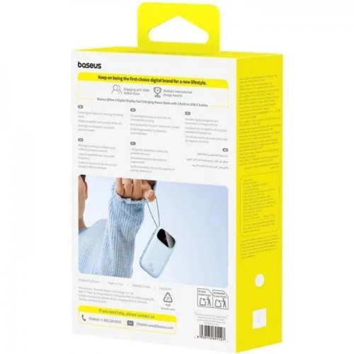 Powerbank Baseus EnerFill FC21 20000mAh 45W with 2 Built-In USB Type-C Cable (P10082105313-00) Blue купити в Україні: Київ, Львів, Хмельницький, Тернопіль, Івано-Франківськ | Низька ціна, відгуки, характеристики від TELEMART фото