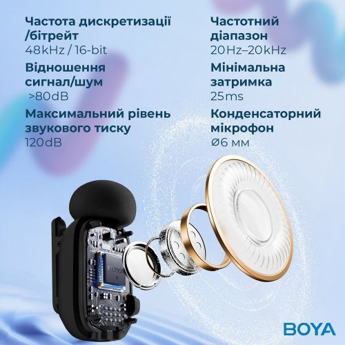 Бездротовий петличний мікрофон BOYA mini-16 Type-C Black купити в Україні: Київ, Львів, Хмельницький, Тернопіль, Івано-Франківськ | Низька ціна, відгуки, характеристики від TELEMART фото