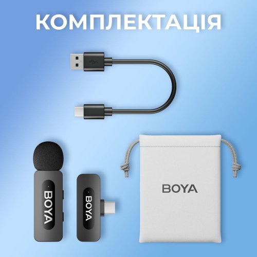 Бездротовий петличний мікрофон BOYA BY-V10 Type-C Black купити в Україні: Київ, Львів, Хмельницький, Тернопіль, Івано-Франківськ | Низька ціна, відгуки, характеристики від TELEMART фото