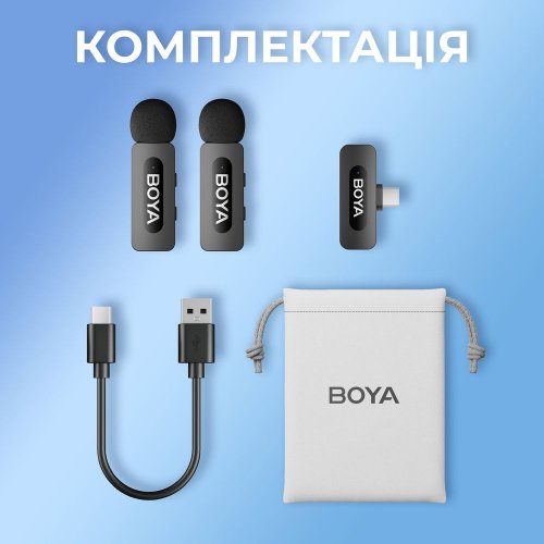 Бездротовий петличний мікрофон BOYA BY-V20 Type-C Black купити в Україні: Київ, Львів, Хмельницький, Тернопіль, Івано-Франківськ | Низька ціна, відгуки, характеристики від TELEMART фото