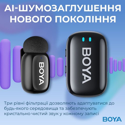 Бездротовий петличний мікрофон BOYA mini-18 TRS for camera Black купити в Україні: Київ, Львів, Хмельницький, Тернопіль, Івано-Франківськ | Низька ціна, відгуки, характеристики від TELEMART фото