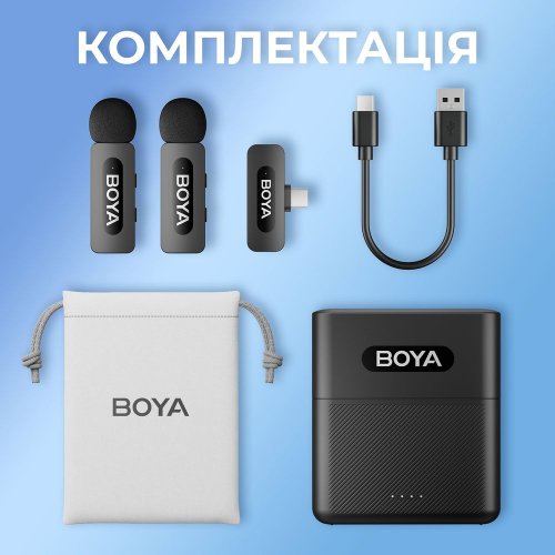 Бездротовий петличний мікрофон BOYA BY-V30 Type-C Black купити в Україні: Київ, Львів, Хмельницький, Тернопіль, Івано-Франківськ | Низька ціна, відгуки, характеристики від TELEMART фото