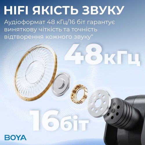 Бездротовий петличний мікрофон BOYA BY-V35 TRS for camera Black купити в Україні: Київ, Львів, Хмельницький, Тернопіль, Івано-Франківськ | Низька ціна, відгуки, характеристики від TELEMART фото