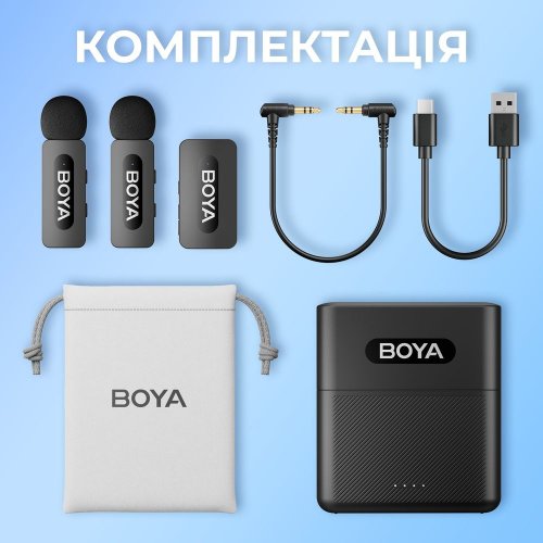 Бездротовий петличний мікрофон BOYA BY-V35 TRS for camera Black купити в Україні: Київ, Львів, Хмельницький, Тернопіль, Івано-Франківськ | Низька ціна, відгуки, характеристики від TELEMART фото