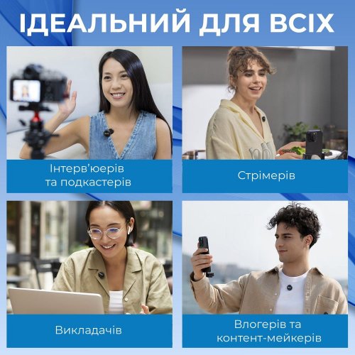 Бездротовий мікрофон BOYA LINK 3-02 Type-C/TRS Black купити в Україні: Київ, Львів, Хмельницький, Тернопіль, Івано-Франківськ | Низька ціна, відгуки, характеристики від TELEMART фото