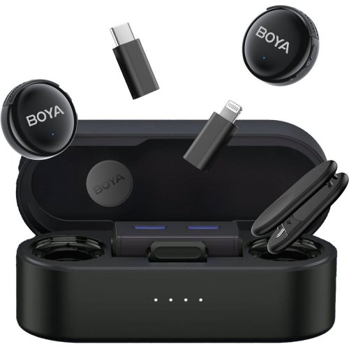 Бездротовий мікрофон BOYA LINK 3-01 Type-C/TRS/Lightning Black купити в Україні: Київ, Львів, Хмельницький, Тернопіль, Івано-Франківськ | Низька ціна, відгуки, характеристики від TELEMART фото