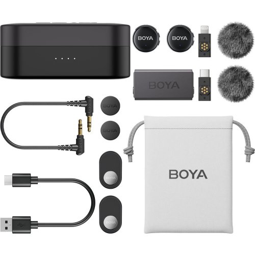 Бездротовий мікрофон BOYA LINK 3-01 Type-C/TRS/Lightning Black купити в Україні: Київ, Львів, Хмельницький, Тернопіль, Івано-Франківськ | Низька ціна, відгуки, характеристики від TELEMART фото