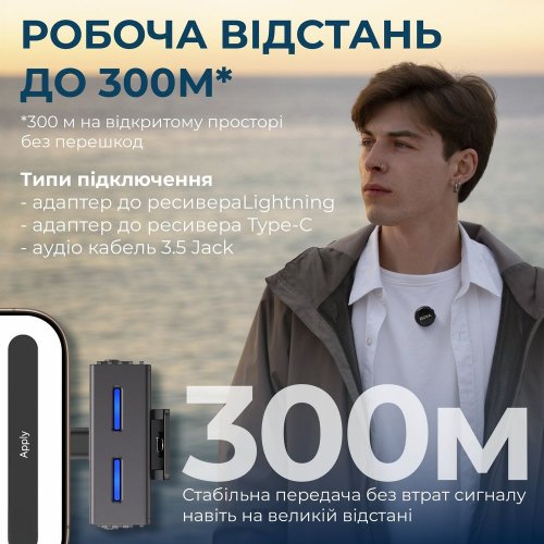 Бездротовий мікрофон BOYA LINK 3-01 Type-C/TRS/Lightning Black купити в Україні: Київ, Львів, Хмельницький, Тернопіль, Івано-Франківськ | Низька ціна, відгуки, характеристики від TELEMART фото