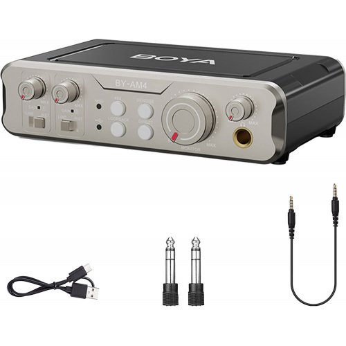 Двохканальний аудіоінтерфейс BOYA BY-AM4 Black купити в Україні: Київ, Львів, Хмельницький, Тернопіль, Івано-Франківськ | Низька ціна, відгуки, характеристики від TELEMART фото